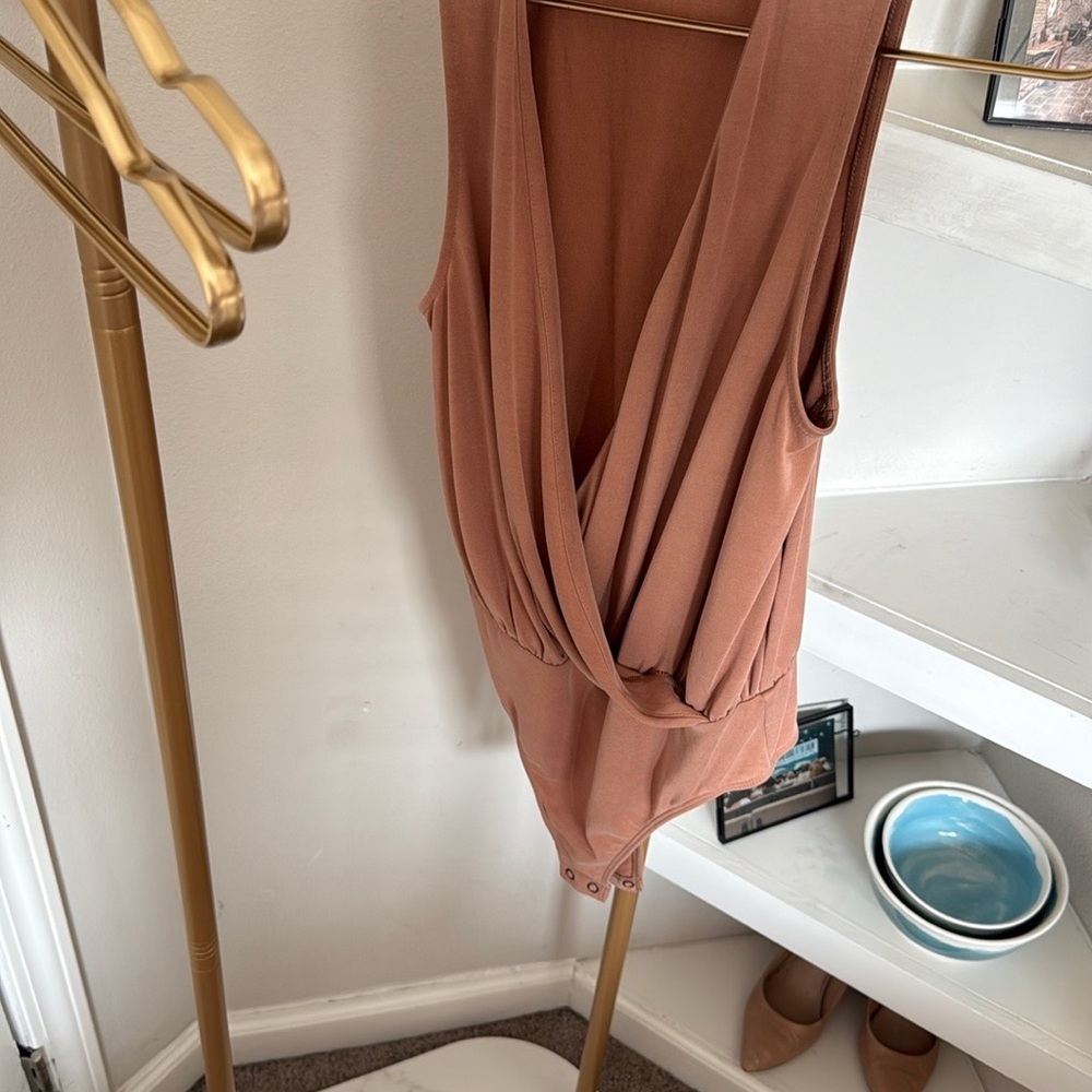 Express Sleeveless Brown Bodysuit